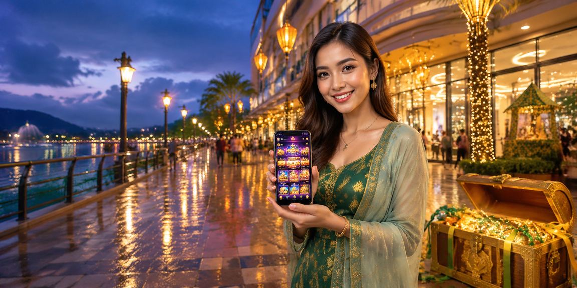 Suasana perayaan Hari Raya dengan paparan aplikasi kasino Malaysia yang meriah dan berwarna-warni